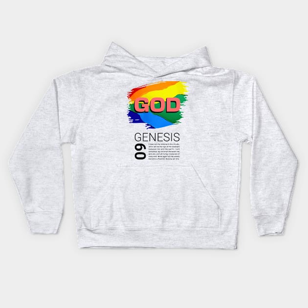 God - Genesis 9 - Rainbow Kids Hoodie by Inspired Saints